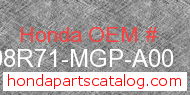 Honda 08R71-MGP-A00 genuine part number image