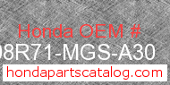 Honda 08R71-MGS-A30 genuine part number image