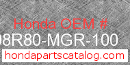 Honda 08R80-MGR-100 genuine part number image