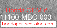 Honda 11100-MBC-000 genuine part number image