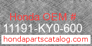 Honda 11191-KY0-600 genuine part number image