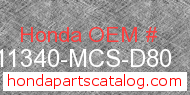 Honda 11340-MCS-D80 genuine part number image