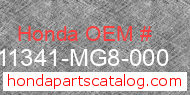 Honda 11341-MG8-000 genuine part number image