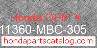 Honda 11360-MBC-305 genuine part number image