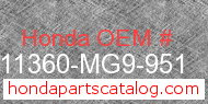 Honda 11360-MG9-951 genuine part number image