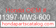 Honda 11397-MW3-600 genuine part number image