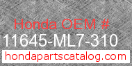 Honda 11645-ML7-310 genuine part number image