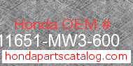 Honda 11651-MW3-600 genuine part number image