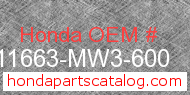 Honda 11663-MW3-600 genuine part number image