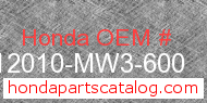 Honda 12010-MW3-600 genuine part number image