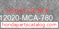 Honda 12020-MCA-780 genuine part number image