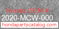 Honda 12020-MCW-000 genuine part number image