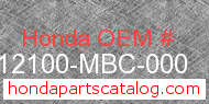 Honda 12100-MBC-000 genuine part number image