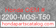 Honda 12200-MGS-T50 genuine part number image