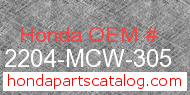 Honda 12204-MCW-305 genuine part number image