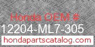Honda 12204-ML7-305 genuine part number image