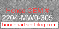 Honda 12204-MW0-305 genuine part number image