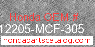 Honda 12205-MCF-305 genuine part number image