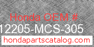 Honda 12205-MCS-305 genuine part number image