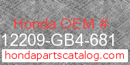Honda 12209-GB4-681 genuine part number image