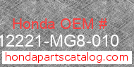Honda 12221-MG8-010 genuine part number image
