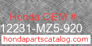 Honda 12231-MZ5-920 genuine part number image