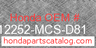 Honda 12252-MCS-D81 genuine part number image