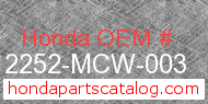 Honda 12252-MCW-003 genuine part number image