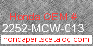 Honda 12252-MCW-013 genuine part number image