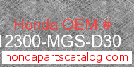 Honda 12300-MGS-D30 genuine part number image