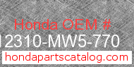 Honda 12310-MW5-770 genuine part number image