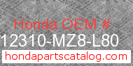 Honda 12310-MZ8-L80 genuine part number image
