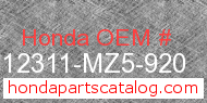 Honda 12311-MZ5-920 genuine part number image