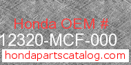 Honda 12320-MCF-000 genuine part number image