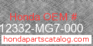 Honda 12332-MG7-000 genuine part number image