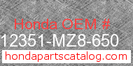Honda 12351-MZ8-650 genuine part number image