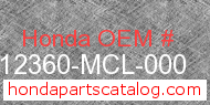 Honda 12360-MCL-000 genuine part number image