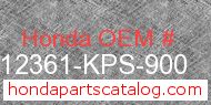 Honda 12361-KPS-900 genuine part number image