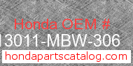 Honda 13011-MBW-306 genuine part number image