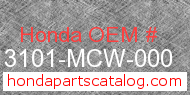 Honda 13101-MCW-000 genuine part number image
