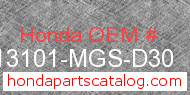 Honda 13101-MGS-D30 genuine part number image