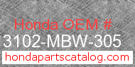 Honda 13102-MBW-305 genuine part number image