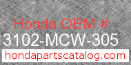Honda 13102-MCW-305 genuine part number image