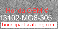 Honda 13102-MG8-305 genuine part number image