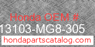 Honda 13103-MG8-305 genuine part number image