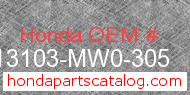 Honda 13103-MW0-305 genuine part number image