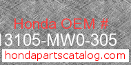 Honda 13105-MW0-305 genuine part number image