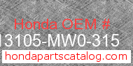 Honda 13105-MW0-315 genuine part number image