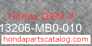 Honda 13206-MB0-010 genuine part number image
