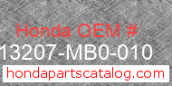 Honda 13207-MB0-010 genuine part number image